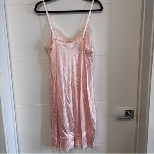 Chic Satin Slip Dress with Lace Trim